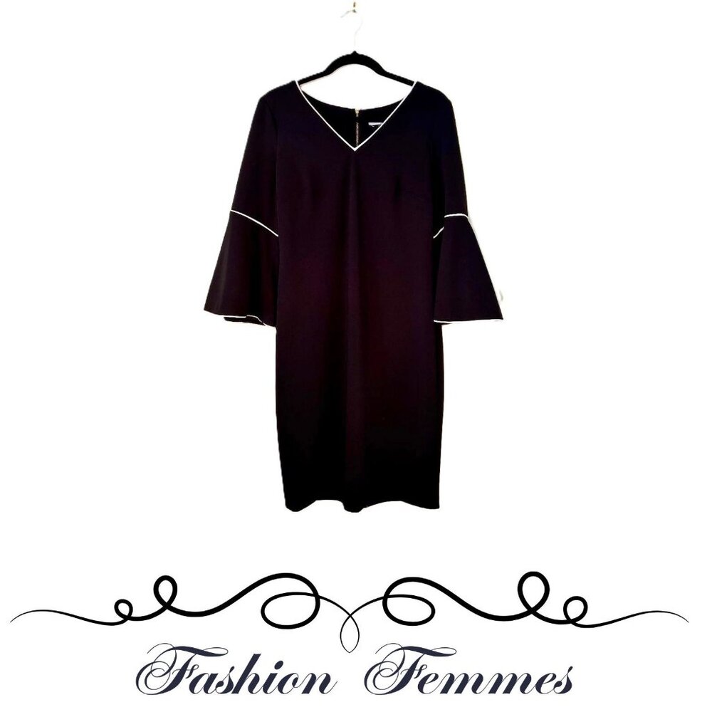 Calvin Klein Bell Sleeve Black Dress